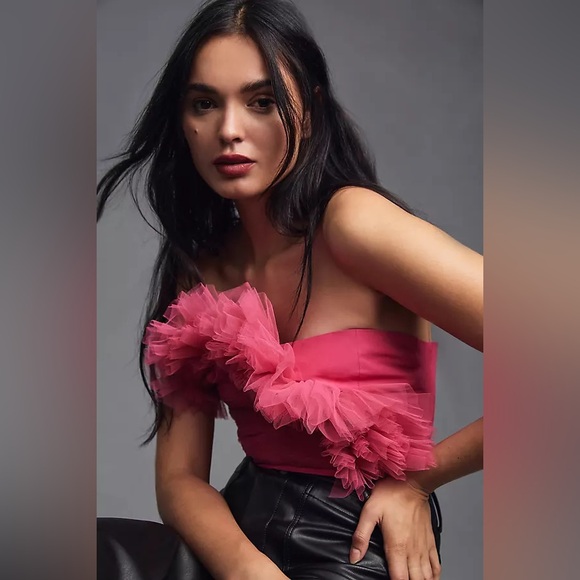 Anthropologie Ranna Gill Strapless Tulle Top coquette sexy - Picture 8 of 9